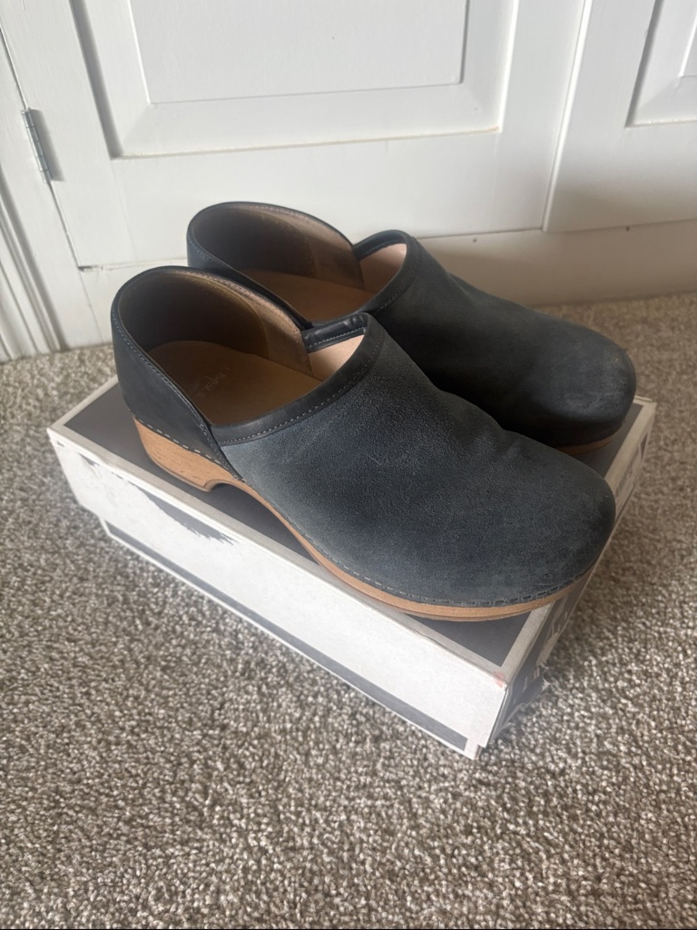 Dansko Black Suede Clogs